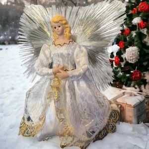 VTG LED Fiber Optic Wings Illuminated Angel  Xmas Decor White Blonde Multi-Color